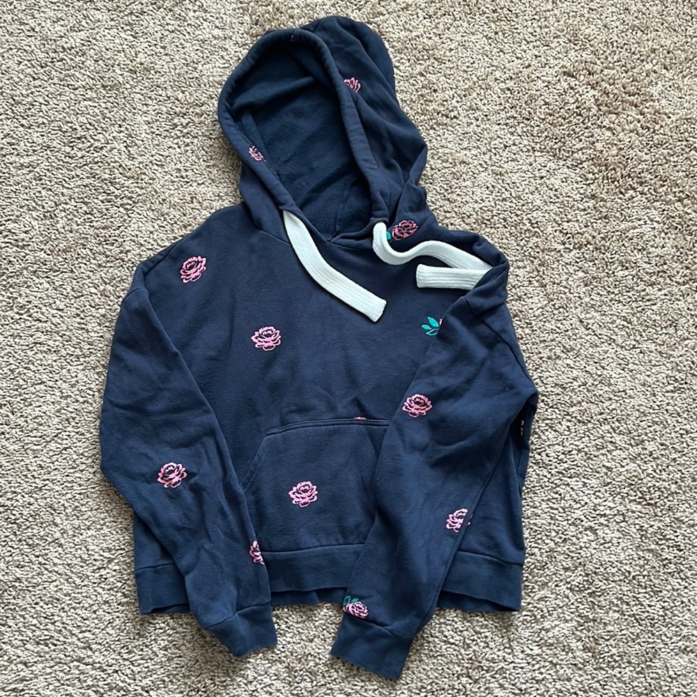 Navy Blue Floral Free Press Sweatshirt size XS